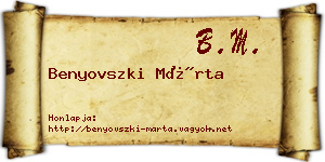 Benyovszki Márta névjegykártya