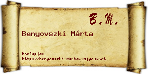 Benyovszki Márta névjegykártya